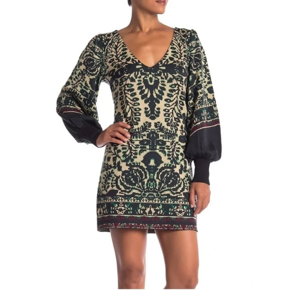 Free People Music & Lyrics Printed Mini Dress - Picture 1 of 8